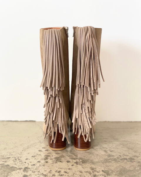 [PIPPICHIC]SUEDE FRING HEEL BOOTS